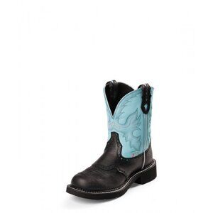 Justin Gypsy Women's Blue Black Gemma Leather Classic Ankle Western Boots Sz 7B